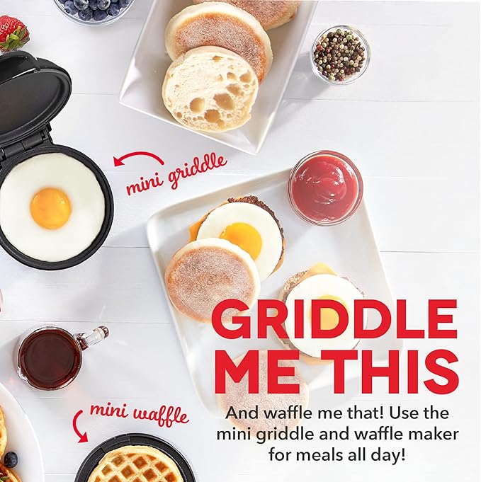 Mini Maker Waffle Maker + Griddle, 2-Pack