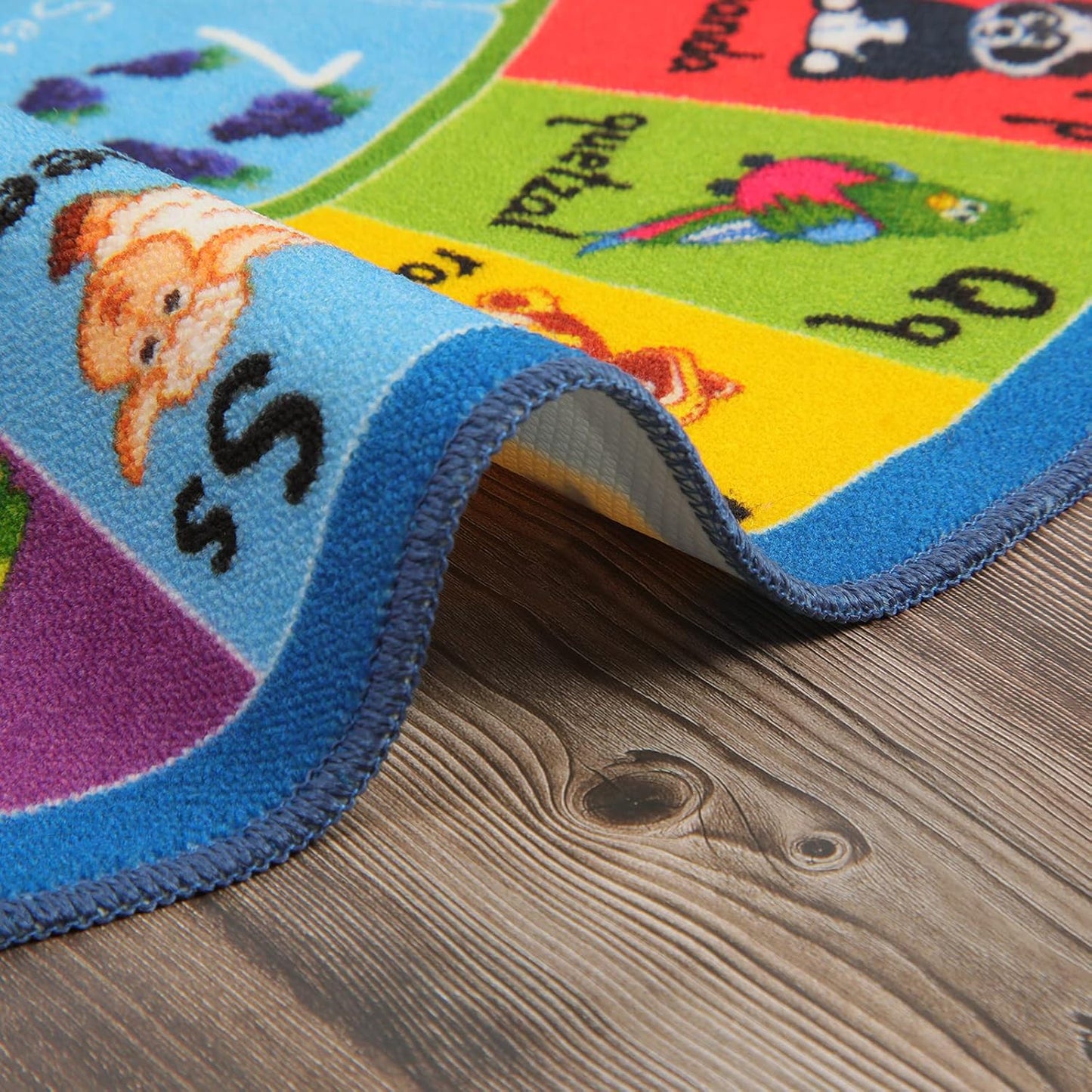 Kids Play Rug 4Ft ABC Alphabet Numbers Shapes Educational Kid Area Rug Washable Baby Crawling Mat Non Slip Kid Play Mat Carpet for Girl Boy Bedroom Playroom