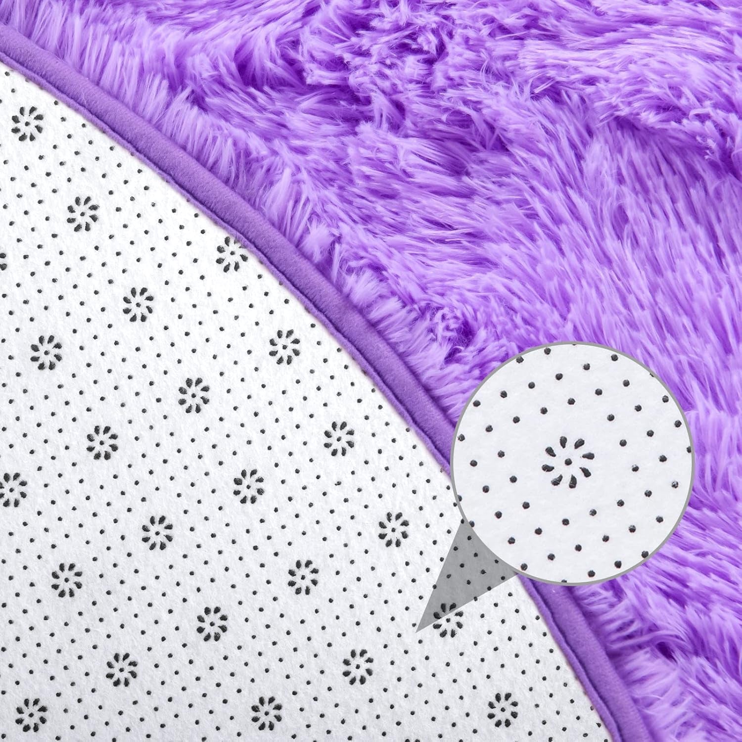 round Rug 4X4 Feet Fluffy Soft Area Rugs for Kids Girls Room Princess Castle Plush Shaggy Carpet Cute Circle Nursery Rug for Kids Girls Bedroom Baby Room Home Decor Circular Carpet, Purple