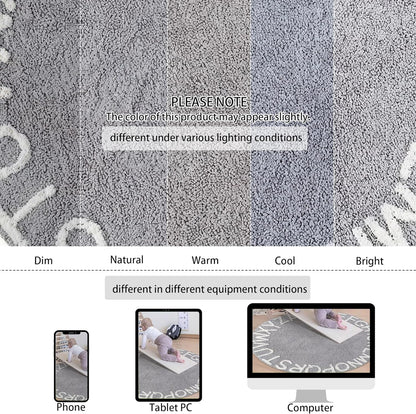ABC Kids Rug Alphabet Educational Area Rugs for Infant Toddlers - Soft Playtime Collection, Learning & Game round Carpet for Bedroom Playroom Nursery, Best Shower Gift (59", Grey White)