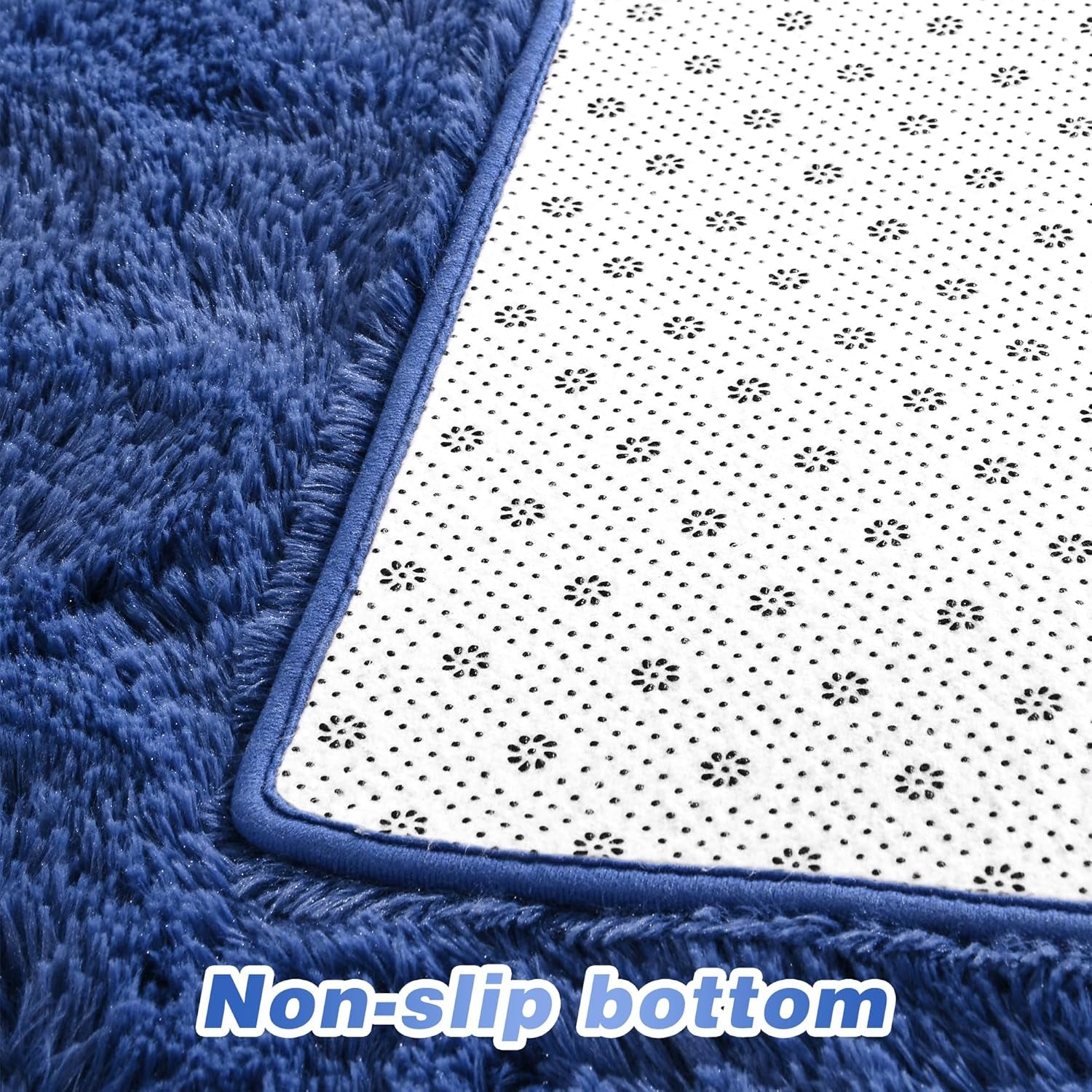 Washable, Non-Slip Area Rug, Ultra Soft Area Rugs 3X5 Feet Fluffy Carpets for Bedroom Kids Girls Boys Baby Living Room Shaggy Floor Nursery Rug Home Bedroom Mats, Navy Blue