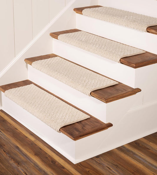 ™ Rounded Bullnose Carpet Stair Treads - anti Slip Indoor Stair Mats for Wooden Stairs, Style: Bayside Charm, Crystal Canyon 31" W X 9.75" D (Set of 14)