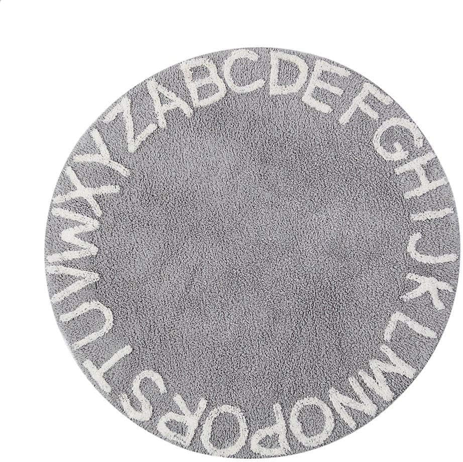 ABC Kids Rug Alphabet Educational Area Rugs for Infant Toddlers - Soft Playtime Collection, Learning & Game round Carpet for Bedroom Playroom Nursery, Best Shower Gift (59", Grey White)
