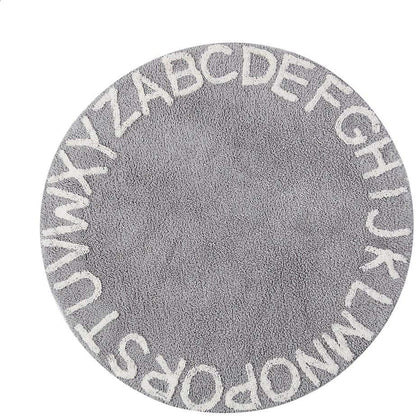 ABC Kids Rug Alphabet Educational Area Rugs for Infant Toddlers - Soft Playtime Collection, Learning & Game round Carpet for Bedroom Playroom Nursery, Best Shower Gift (59", Grey White)