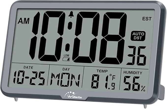Auto Set Digital Wall Clock Battery Operated