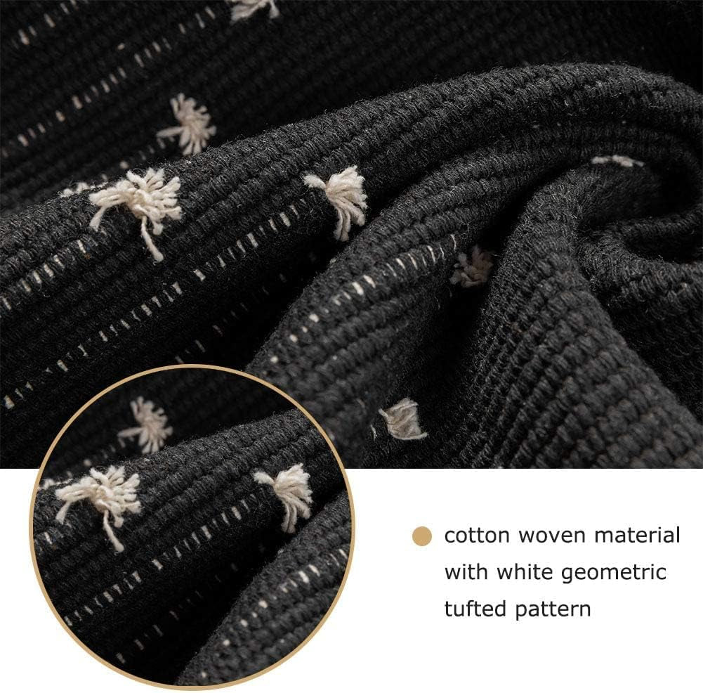 Black Boho Cotton Woven Rug Large 4'X6' Ft Modern Area Throw Rugs Carpet Kilim for Living Room Bedroom Floor Porch Farmhouse Flatweave Fring Moroccan Rug