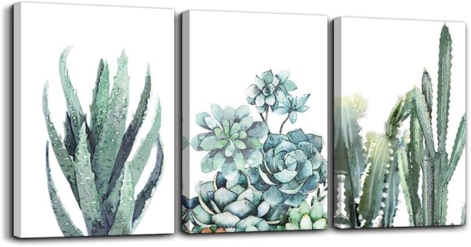 Canvas Wall Art Green Plant Flowers Painting