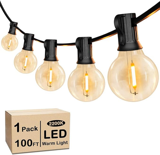 100FT LED G40 Globe String Lights, Waterproof Shatterproof Outdoor Patio Lights
