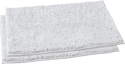2 Piece Bathroom Rug Set - Premium Plush Bath Mat Shower Rugs, 1" Chenille Microfiber, Non-Slip & Absorbent, Soft & Cozy, Durable Stylish (20X30 & 16X24 Inches, Black)