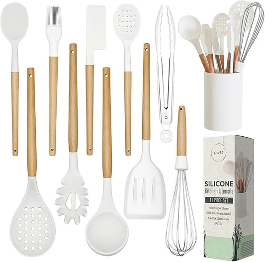 White Silicone Cooking Utensils Set Non Toxic