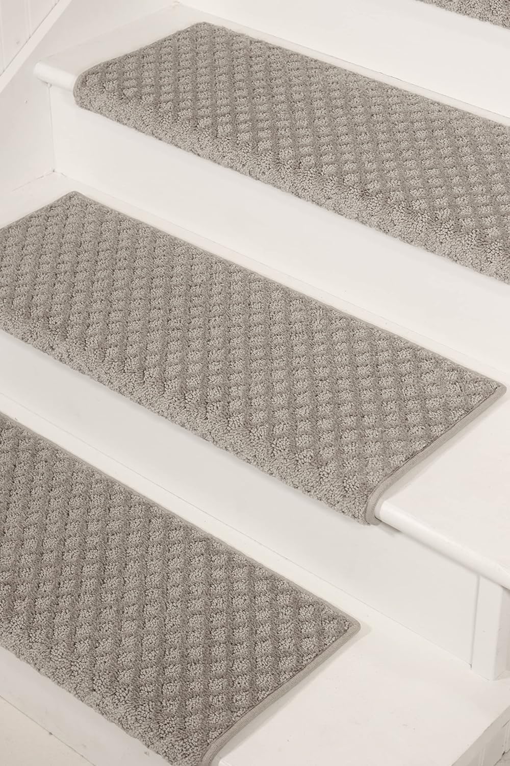 ™ Rounded Bullnose Carpet Stair Treads - anti Slip Indoor Stair Mats for Wooden Stairs, Style: Bayside Charm, Crystal Canyon 31" W X 9.75" D (Set of 14)