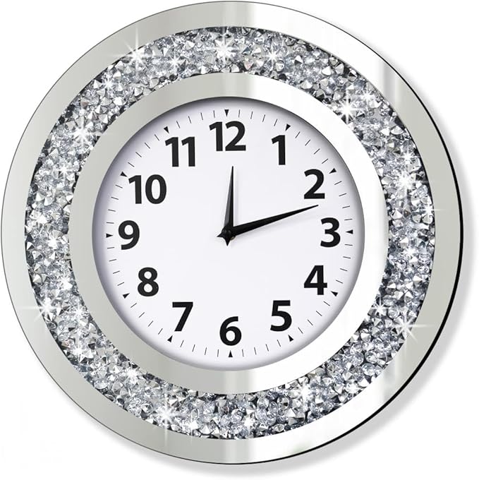 Crystal Crush Diamond Mirrored Wall Clock