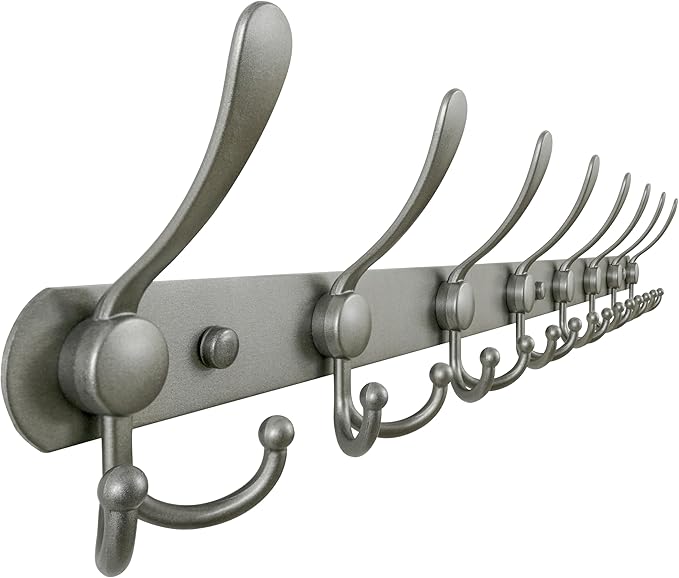 Coat Rack Wall Mount - 29.5” Long 8-Tri-Hooks Heavy Duty
