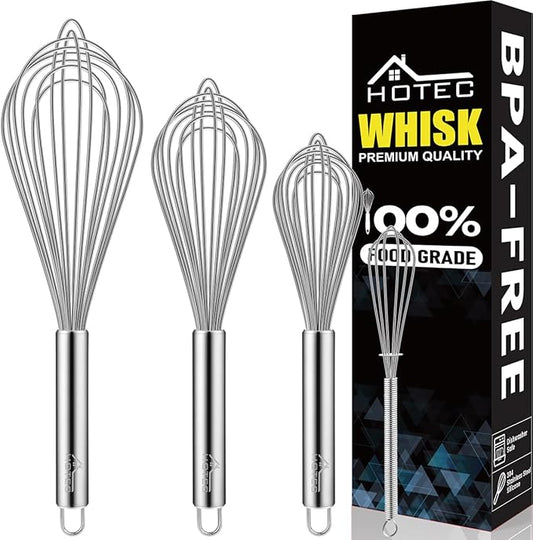 4 Pieces Stainless Steel Whisks Set