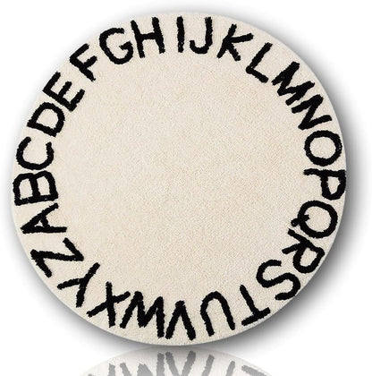 ABC Kids Rug Alphabet Educational Area Rugs for Infant Toddlers - Soft Playtime Collection, Learning & Game round Carpet for Bedroom Playroom Nursery, Best Shower Gift (59", Grey White)