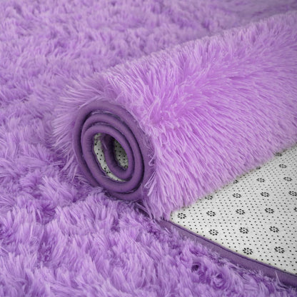 Oval Fluffy Rug Carpets, Modern Plush Shaggy Area Rug for Kids Bedroom Extra Comfy Cute Nursery Mat Bedside Mats for Boys Girls Room Home Decor, 2.6 X 5.3Ft, Purple