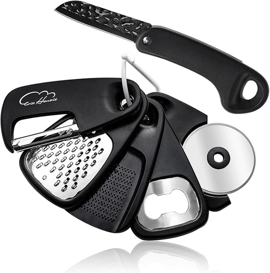 Kitchen Utensils Stainless Steel Accessories Cheese Grater, Bottle Opener, Pizza Cutter, Vegetable Peeler, Paring Knife, Garlic Grinder