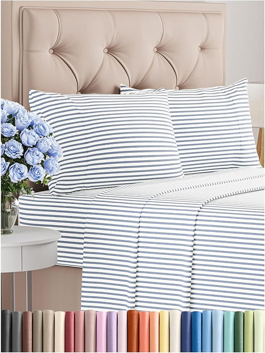 Super Soft 4 Piece Striped Bed Sheet
