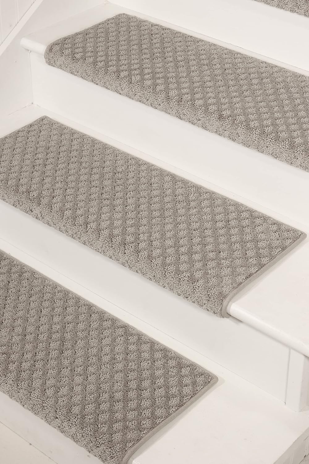 ™ Rounded Bullnose Carpet Stair Treads - anti Slip Indoor Stair Mats for Wooden Stairs, Style: Bayside Charm, Crystal Canyon 31" W X 9.75" D (Set of 14)