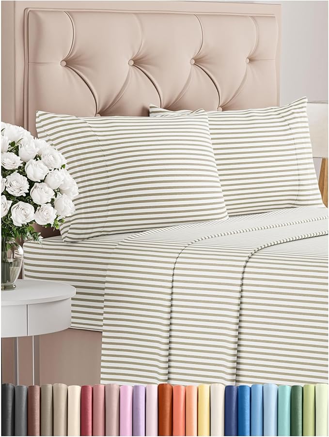 Super Soft 4 Piece Striped Bed Sheet