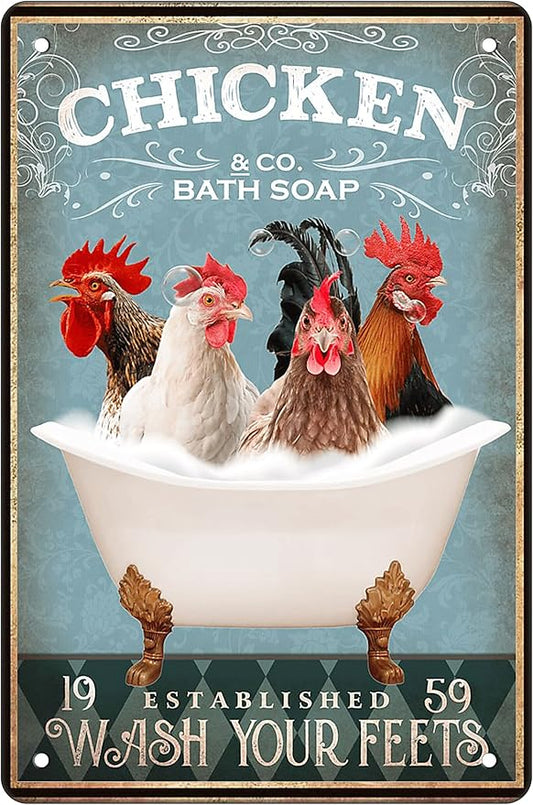 Chicken Bathroom Sign Bathtub & Wall Decor