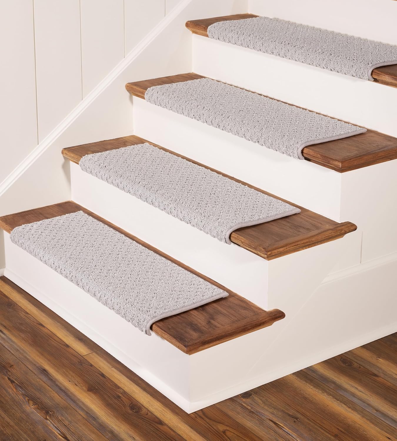 ™ Rounded Bullnose Carpet Stair Treads - anti Slip Indoor Stair Mats for Wooden Stairs, Style: Bayside Charm, Crystal Canyon 31" W X 9.75" D (Set of 14)