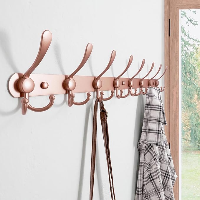 Coat Rack Wall Mount - 29.5” Long 8-Tri-Hooks Heavy Duty