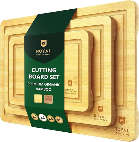 Bamboo Wood Cutting Board 3 Piece Set