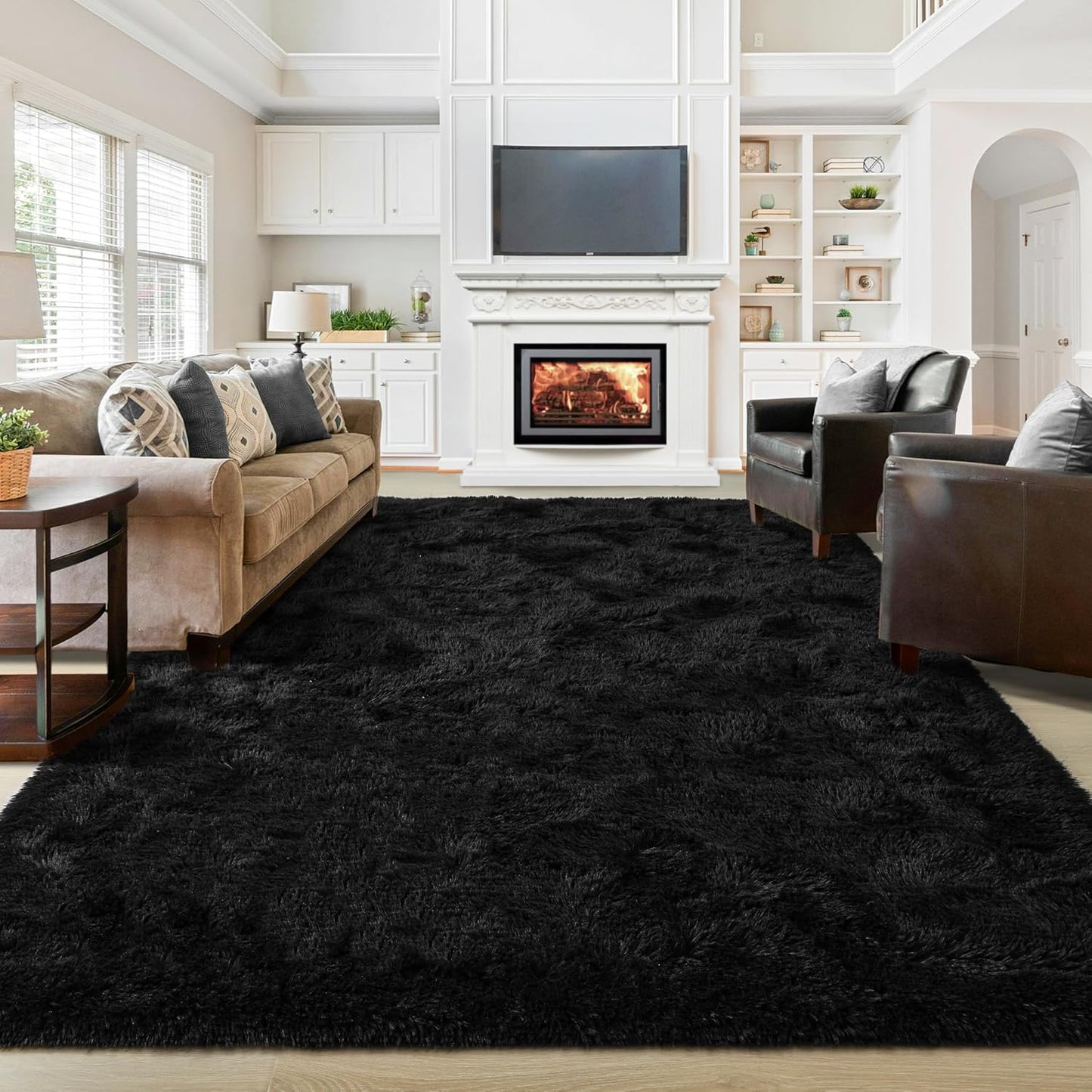 Washable, Non-Slip Area Rug, Ultra Soft Area Rugs 3X5 Feet Fluffy Carpets for Bedroom Kids Girls Boys Baby Living Room Shaggy Floor Nursery Rug Home Bedroom Mats, Navy Blue