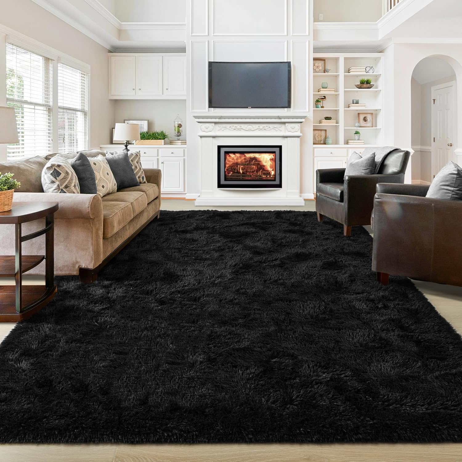 Washable, Non-Slip Area Rug, Ultra Soft Area Rugs 3X5 Feet Fluffy Carpets for Bedroom Kids Girls Boys Baby Living Room Shaggy Floor Nursery Rug Home Bedroom Mats, Navy Blue