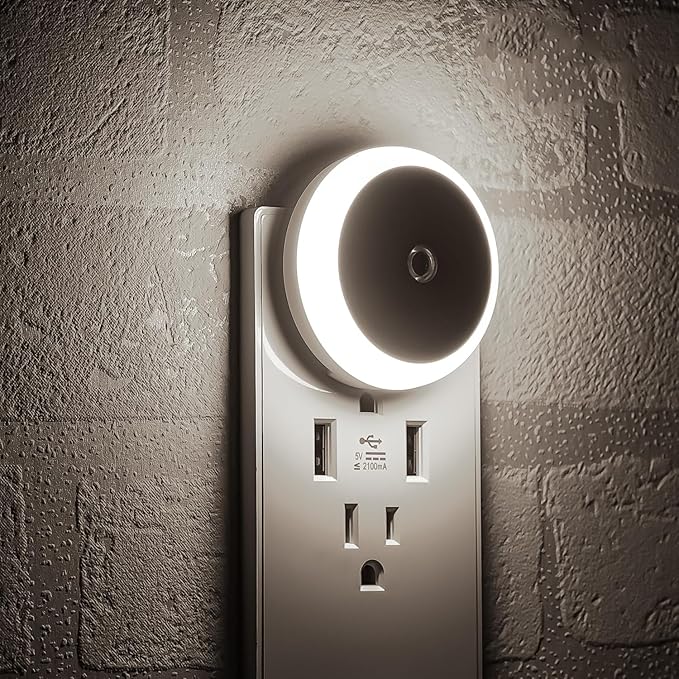 LED 2 Pack Night Light, Plug in, Smart Sensor