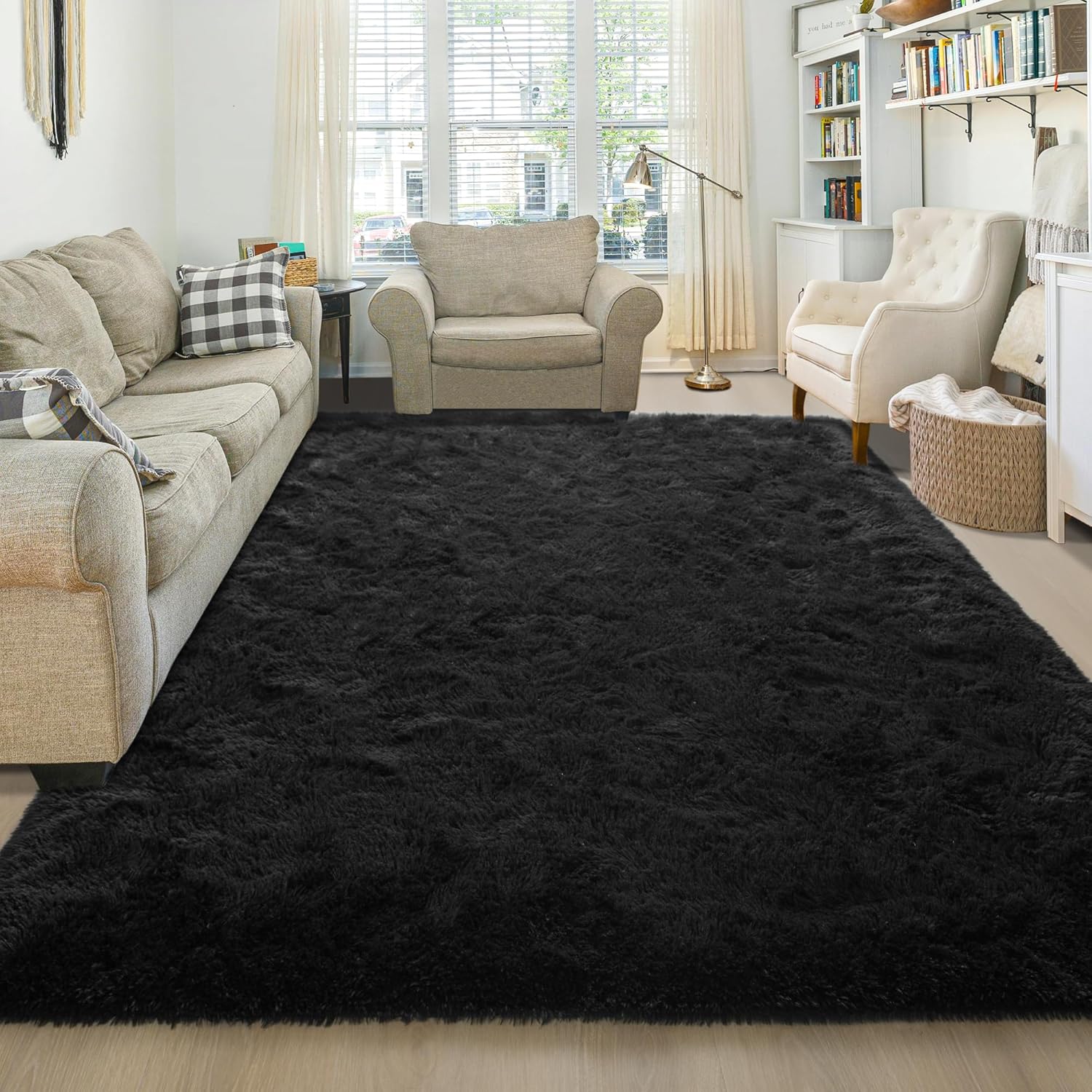 Washable, Non-Slip Area Rug, Ultra Soft Area Rugs 3X5 Feet Fluffy Carpets for Bedroom Kids Girls Boys Baby Living Room Shaggy Floor Nursery Rug Home Bedroom Mats, Navy Blue