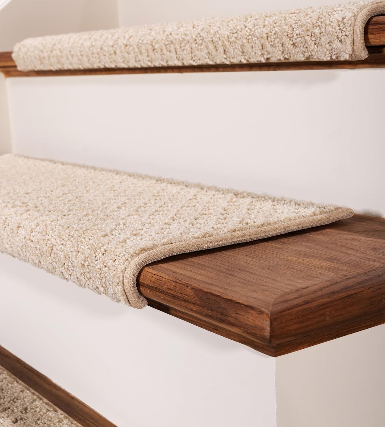 ™ Rounded Bullnose Carpet Stair Treads - anti Slip Indoor Stair Mats for Wooden Stairs, Style: Bayside Charm, Crystal Canyon 31" W X 9.75" D (Set of 14)