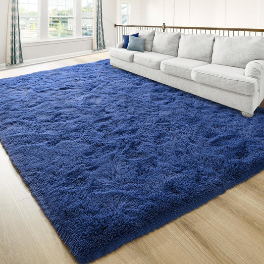 Washable, Non-Slip Area Rug, Ultra Soft Area Rugs 3X5 Feet Fluffy Carpets for Bedroom Kids Girls Boys Baby Living Room Shaggy Floor Nursery Rug Home Bedroom Mats, Navy Blue
