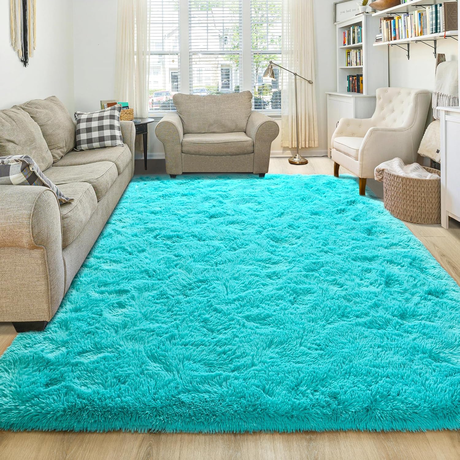 Washable, Non-Slip Area Rug, Ultra Soft Area Rugs 3X5 Feet Fluffy Carpets for Bedroom Kids Girls Boys Baby Living Room Shaggy Floor Nursery Rug Home Bedroom Mats, Navy Blue