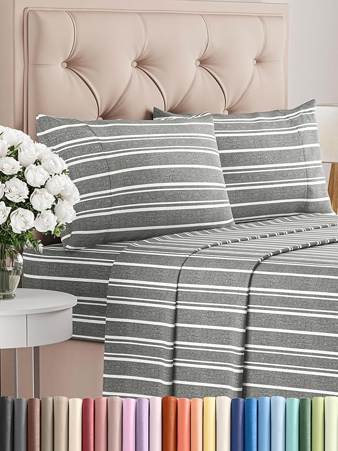 Super Soft 4 Piece Striped Bed Sheet