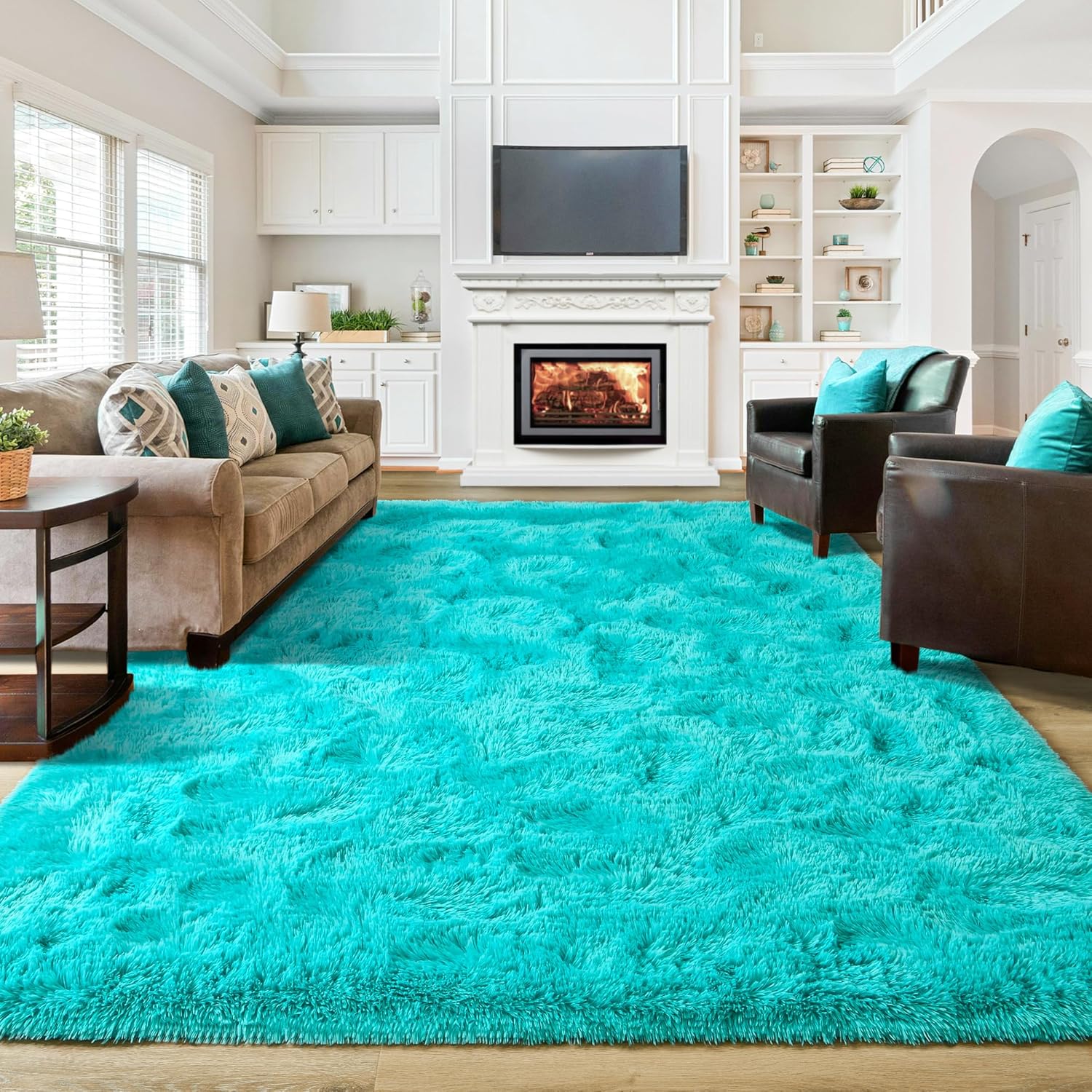 Washable, Non-Slip Area Rug, Ultra Soft Area Rugs 3X5 Feet Fluffy Carpets for Bedroom Kids Girls Boys Baby Living Room Shaggy Floor Nursery Rug Home Bedroom Mats, Navy Blue