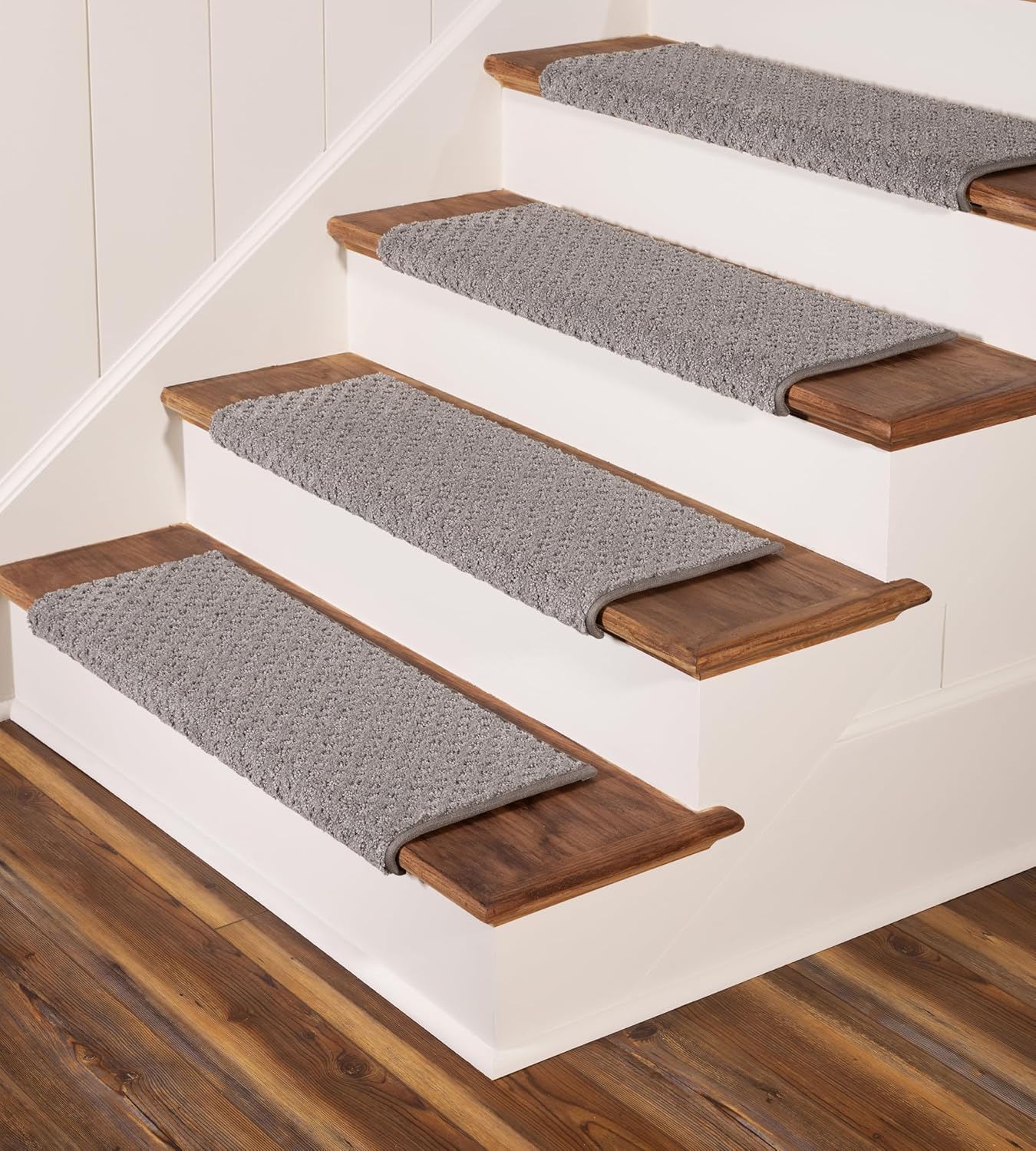 ™ Rounded Bullnose Carpet Stair Treads - anti Slip Indoor Stair Mats for Wooden Stairs, Style: Bayside Charm, Crystal Canyon 31" W X 9.75" D (Set of 14)