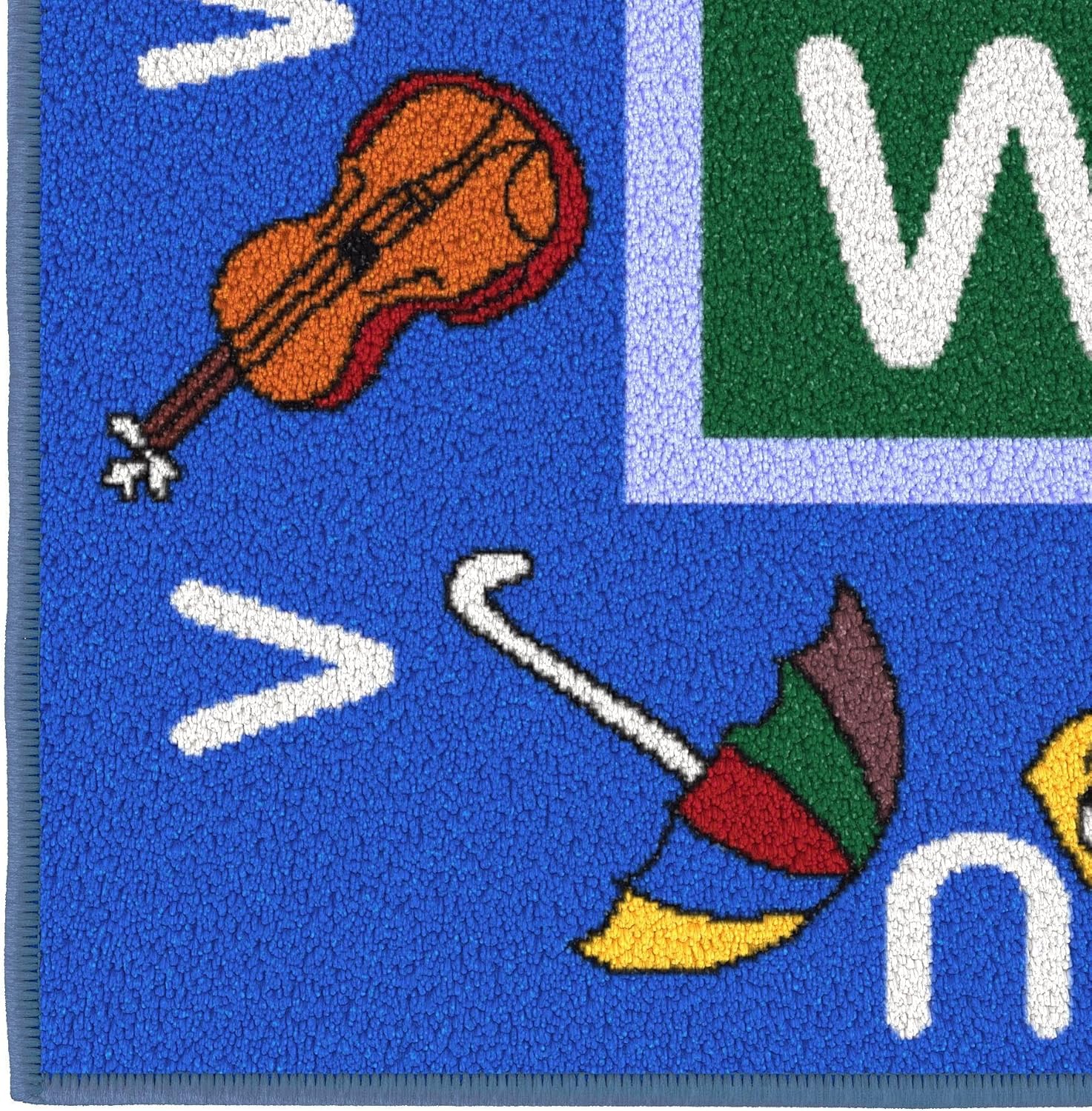 3'3" X 5' Alphabet Kids Rug - Educational ABC Play Mat for Playroom, Bedroom, Daycare & Classroom - Fun & Interactive Learning Carpet - Durable & Non-Slip for High-Traffic Areas, Blue