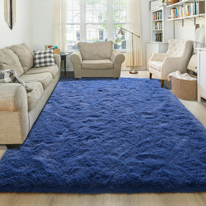 Washable, Non-Slip Area Rug, Ultra Soft Area Rugs 3X5 Feet Fluffy Carpets for Bedroom Kids Girls Boys Baby Living Room Shaggy Floor Nursery Rug Home Bedroom Mats, Navy Blue