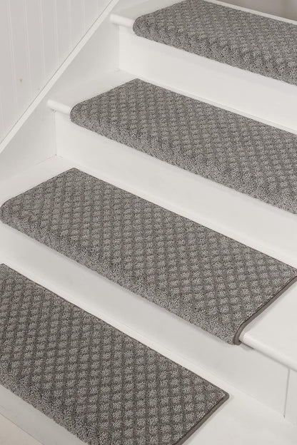 ™ Rounded Bullnose Carpet Stair Treads - anti Slip Indoor Stair Mats for Wooden Stairs, Style: Bayside Charm, Crystal Canyon 31" W X 9.75" D (Set of 14)