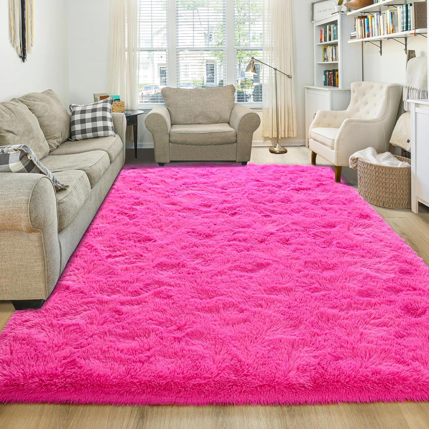 Washable, Non-Slip Area Rug, Ultra Soft Area Rugs 3X5 Feet Fluffy Carpets for Bedroom Kids Girls Boys Baby Living Room Shaggy Floor Nursery Rug Home Bedroom Mats, Navy Blue