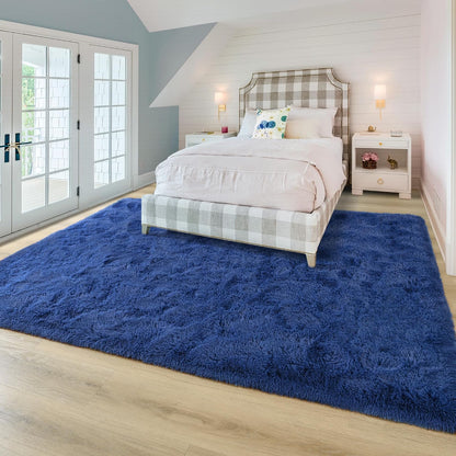 Washable, Non-Slip Area Rug, Ultra Soft Area Rugs 3X5 Feet Fluffy Carpets for Bedroom Kids Girls Boys Baby Living Room Shaggy Floor Nursery Rug Home Bedroom Mats, Navy Blue