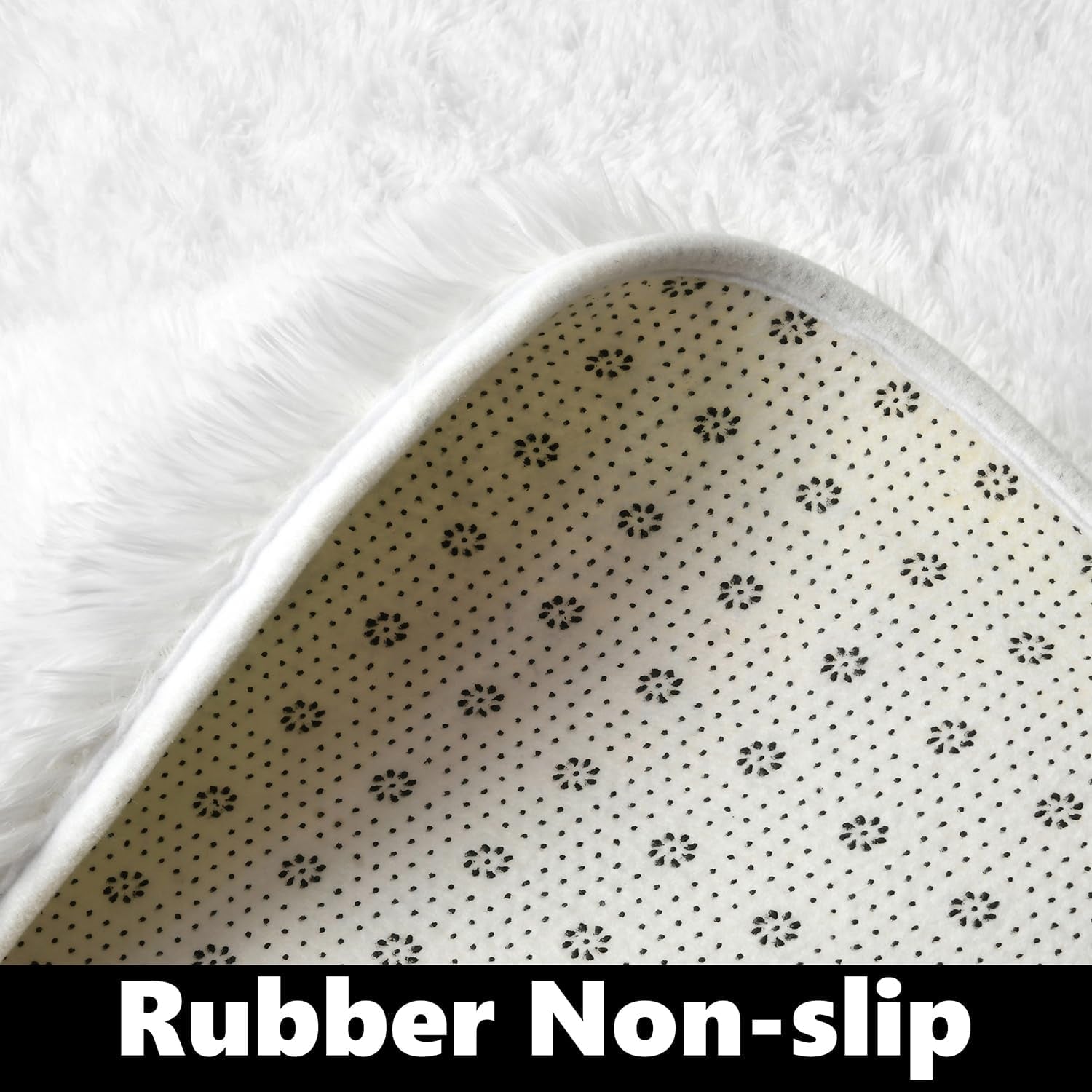 White Hexagon Area Rug for Princess Tent, 4X4.6 Feet, Fluffy, Soft, Non-Slip, Comforts, Washable
