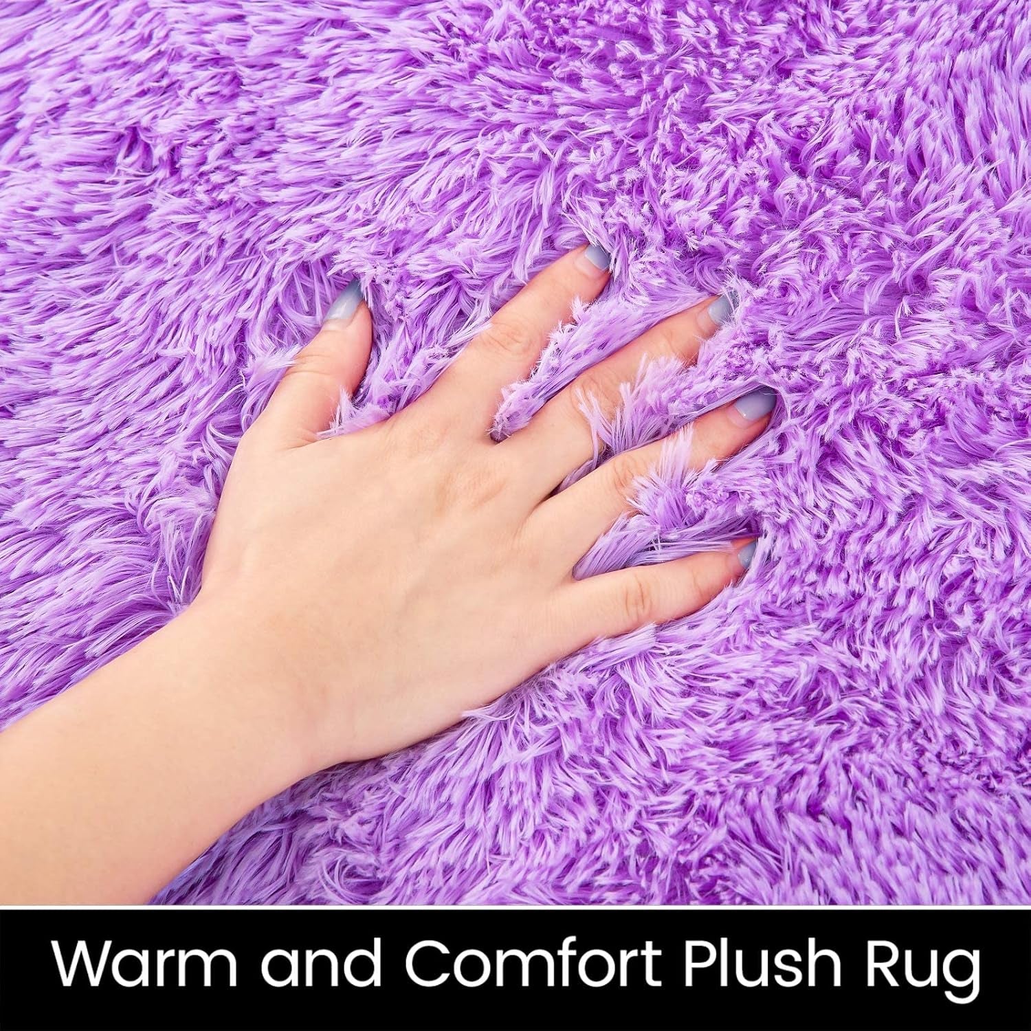 Oval Fluffy Rug Carpets, Modern Plush Shaggy Area Rug for Kids Bedroom Extra Comfy Cute Nursery Mat Bedside Mats for Boys Girls Room Home Decor, 2.6 X 5.3Ft, Purple